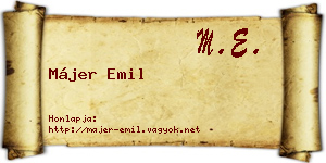 Májer Emil névjegykártya